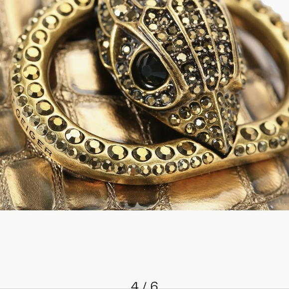 Kurt Geiger Gold Croc-Texture Slide Mules with Embellished Medallion.  New - Picture 6 of 15